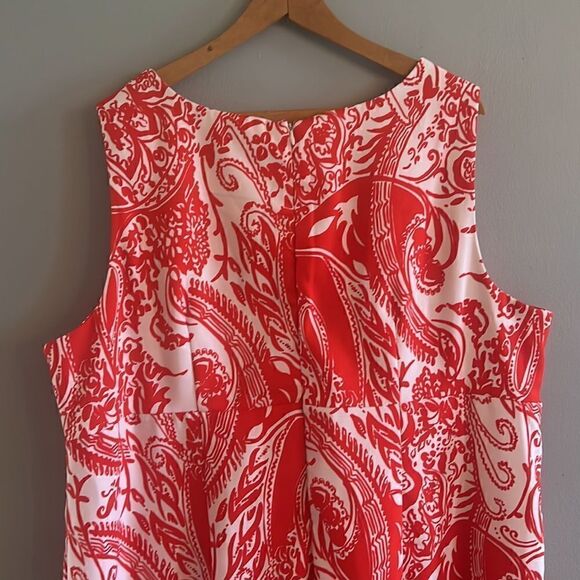 Women’s size 24W is sleeveless red and white spring summer midi dress - Picture 9 of 12